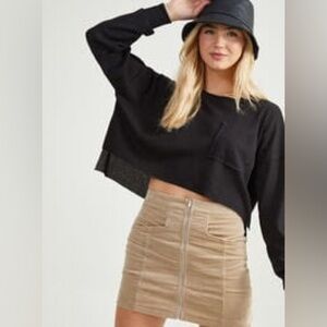 NWT Altar’d State Judy Waffle Knit Thermal Black Shirt Top